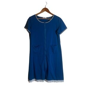 Ekouaer blue front zip short‎ sleeve dress. Size small